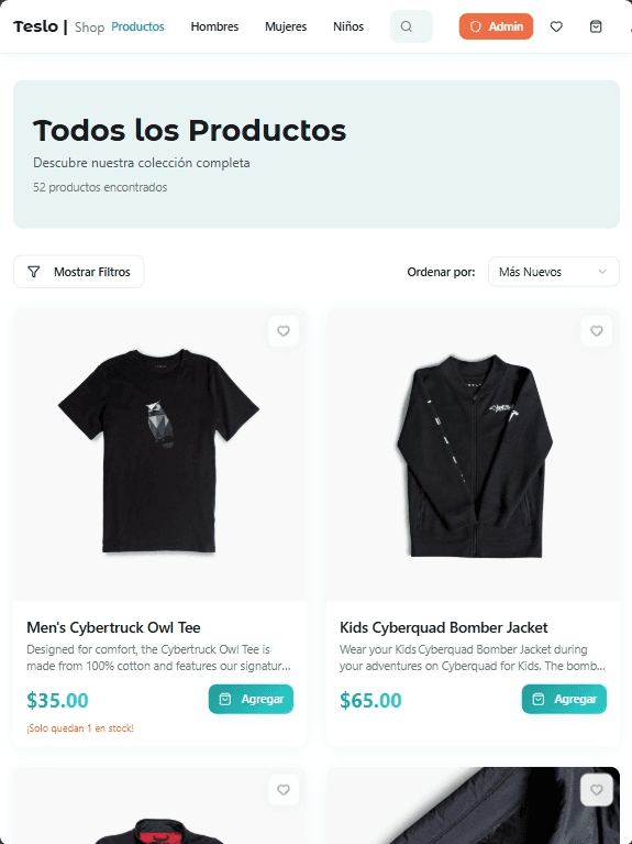 TesloShop (React) - Tablet