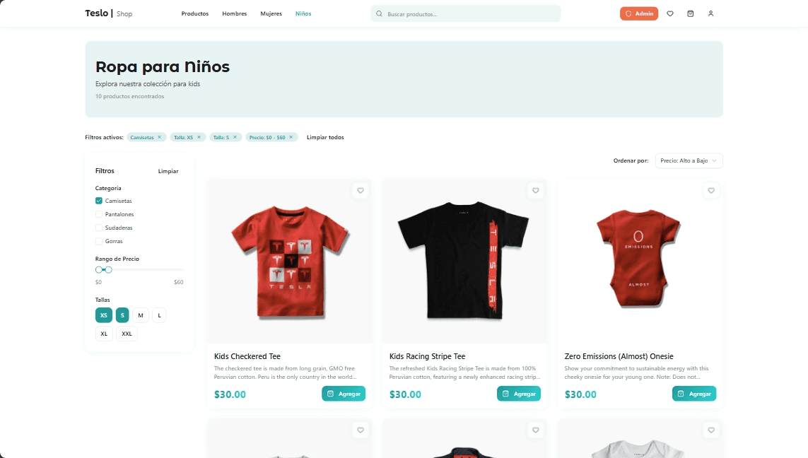 TesloShop (React) - Desktop